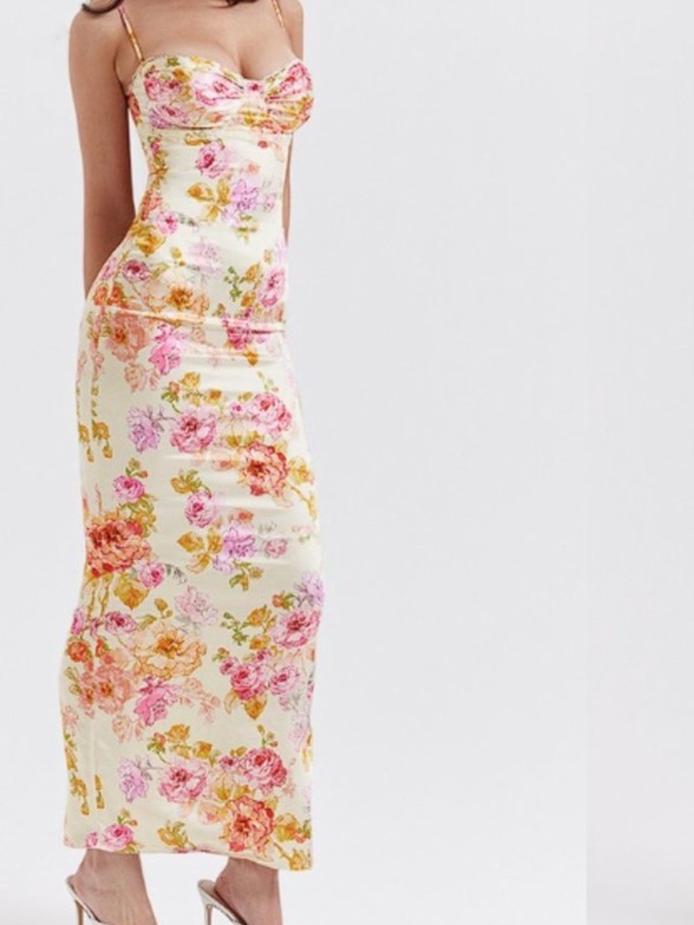 HOUSE OF CB 'Josefina' Ivory Floral Maxi Dress NWOT